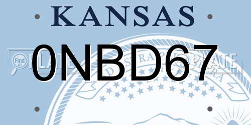0NBD67 Kansas License Plate