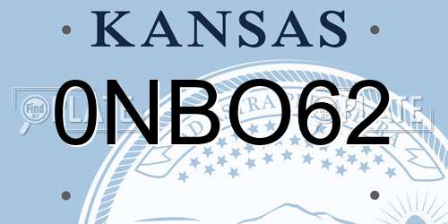 0NBO62 Kansas License Plate