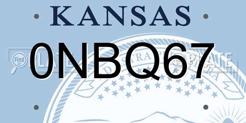 0NBQ67 Kansas License Plate