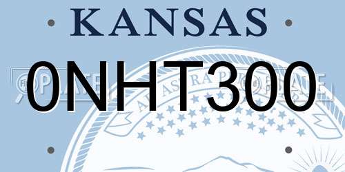 0NHT300 Kansas License Plate