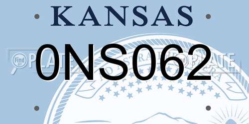 0NS062 Kansas License Plate