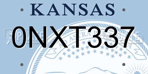 0NXT337 Kansas License Plate
