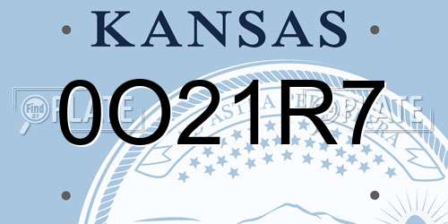 0O21R7 Kansas License Plate