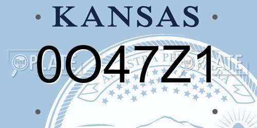 0O47Z1 Kansas License Plate