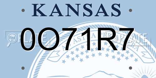 0O71R7 Kansas License Plate