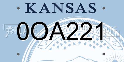 0OA221 Kansas License Plate