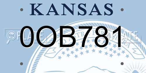 0OB781 Kansas License Plate