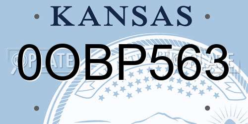 0OBP563 Kansas License Plate