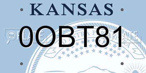 0OBT81 Kansas License Plate