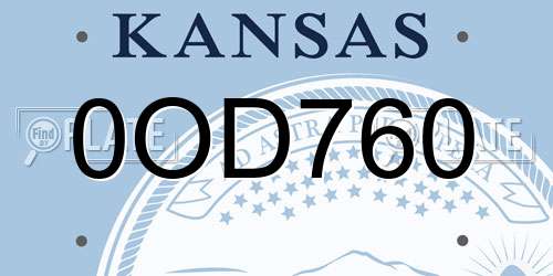 0OD760 Kansas License Plate