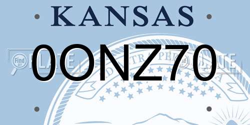 0ONZ70 Kansas License Plate