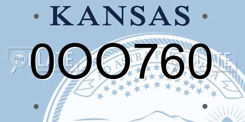 0OO760 Kansas License Plate