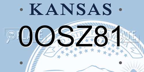 0OSZ81 Kansas License Plate