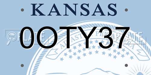 0OTY37 Kansas License Plate
