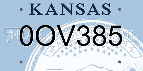0OV385 Kansas License Plate