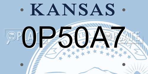 0P50A7 Kansas License Plate