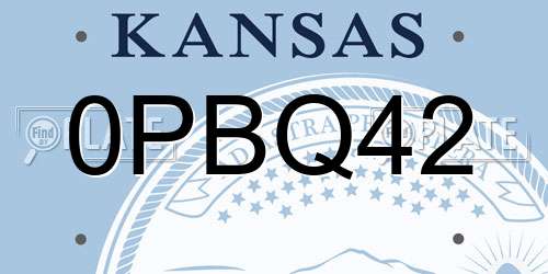 0PBQ42 Kansas License Plate