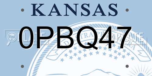 0PBQ47 Kansas License Plate