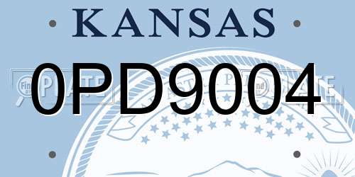 0PD9004 Kansas License Plate