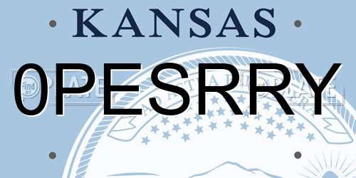 0PESRRY Kansas License Plate