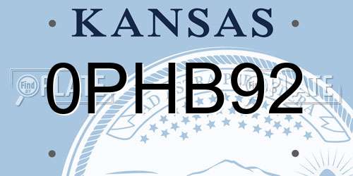 0PHB92 Kansas License Plate