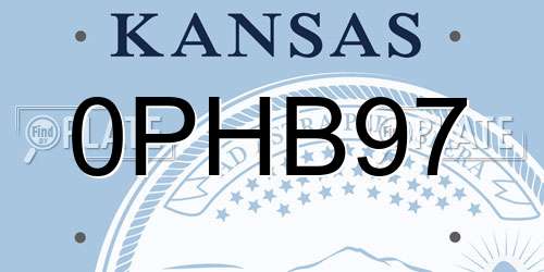 0PHB97 Kansas License Plate