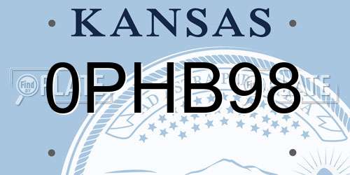 0PHB98 Kansas License Plate
