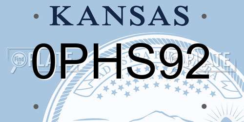 0PHS92 Kansas License Plate