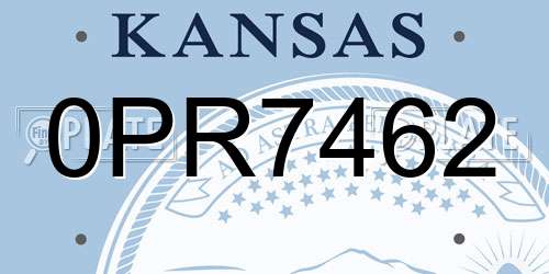 0PR7462 Kansas License Plate