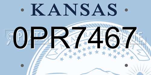 0PR7467 Kansas License Plate