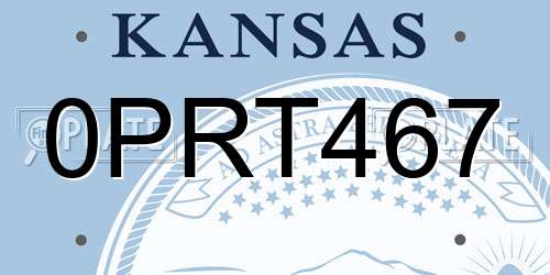 0PRT467 Kansas License Plate