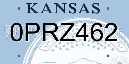 0PRZ462 Kansas License Plate