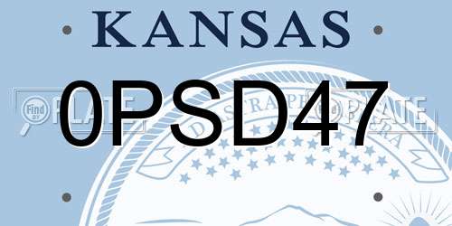 0PSD47 Kansas License Plate