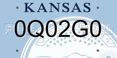 0Q02G0 Kansas License Plate