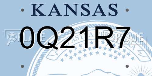 0Q21R7 Kansas License Plate