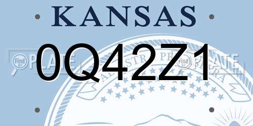 0Q42Z1 Kansas License Plate