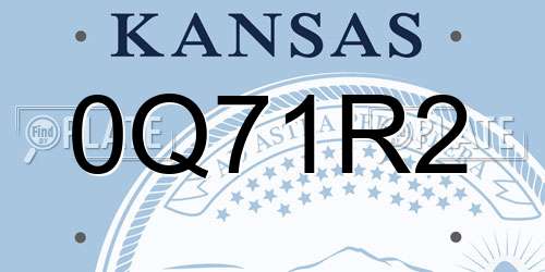 0Q71R2 Kansas License Plate