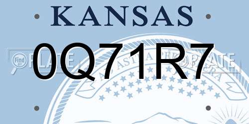 0Q71R7 Kansas License Plate