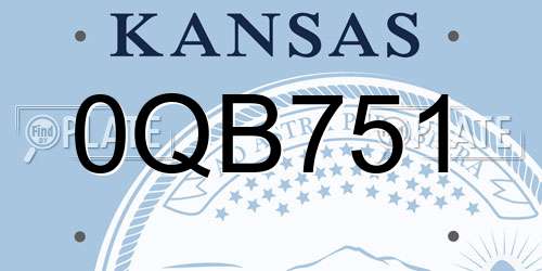 0QB751 Kansas License Plate