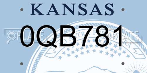 0QB781 Kansas License Plate