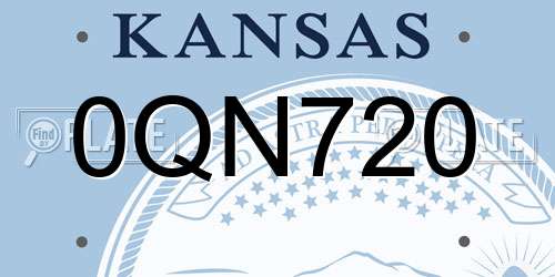 0QN720 Kansas License Plate