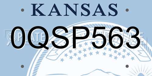 0QSP563 Kansas License Plate