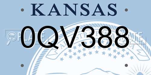 0QV388 Kansas License Plate
