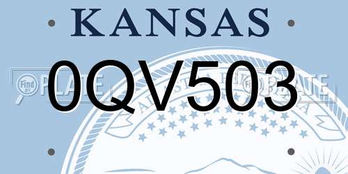0QV503 Kansas License Plate