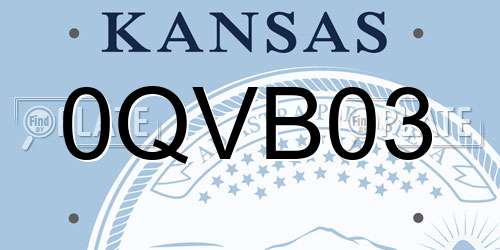 0QVB03 Kansas License Plate