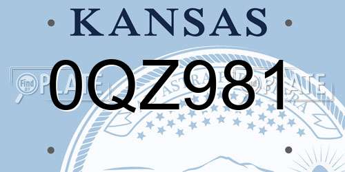 0QZ981 Kansas License Plate