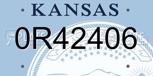 0R42406 Kansas License Plate