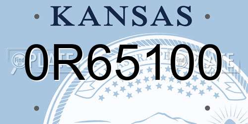 0R65100 Kansas License Plate
