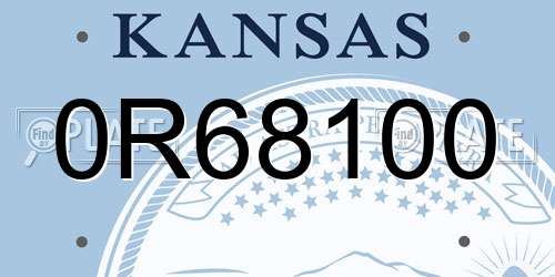 0R68100 Kansas License Plate
