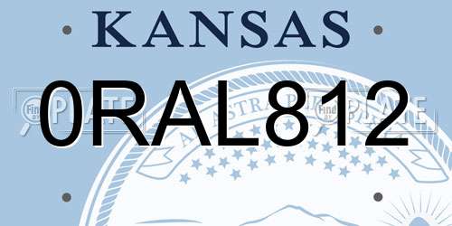 0RAL812 Kansas License Plate